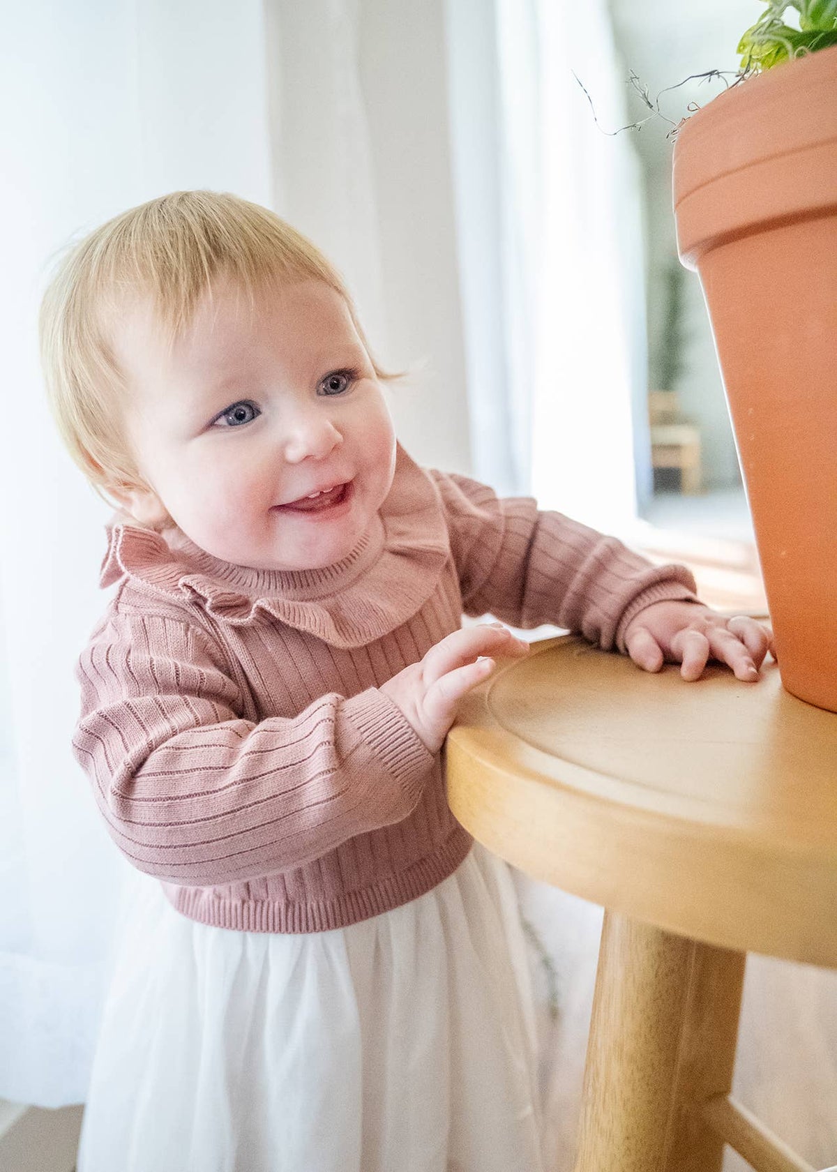 Ruffle Neck Sweater Knit Top & Tutu Baby Dress (Organic)