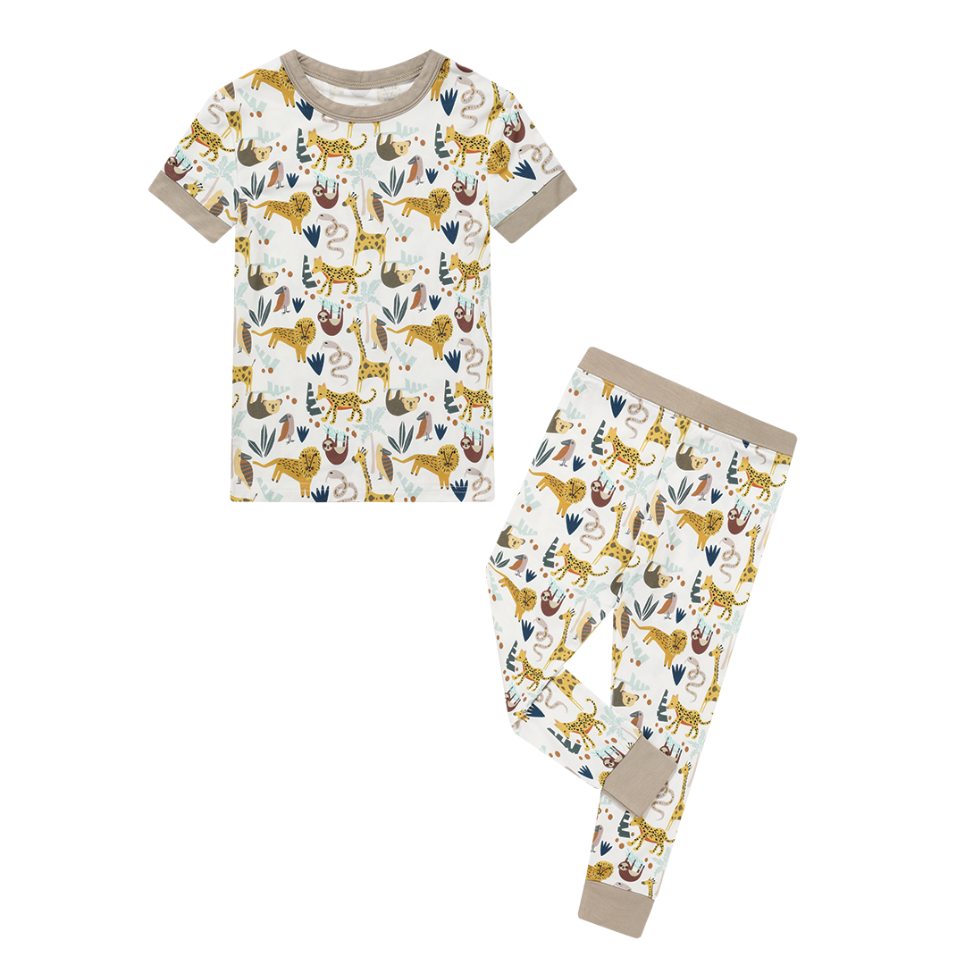 Jungle Friends Animals Bamboo Kids Pajamas Toddler Sleep Set