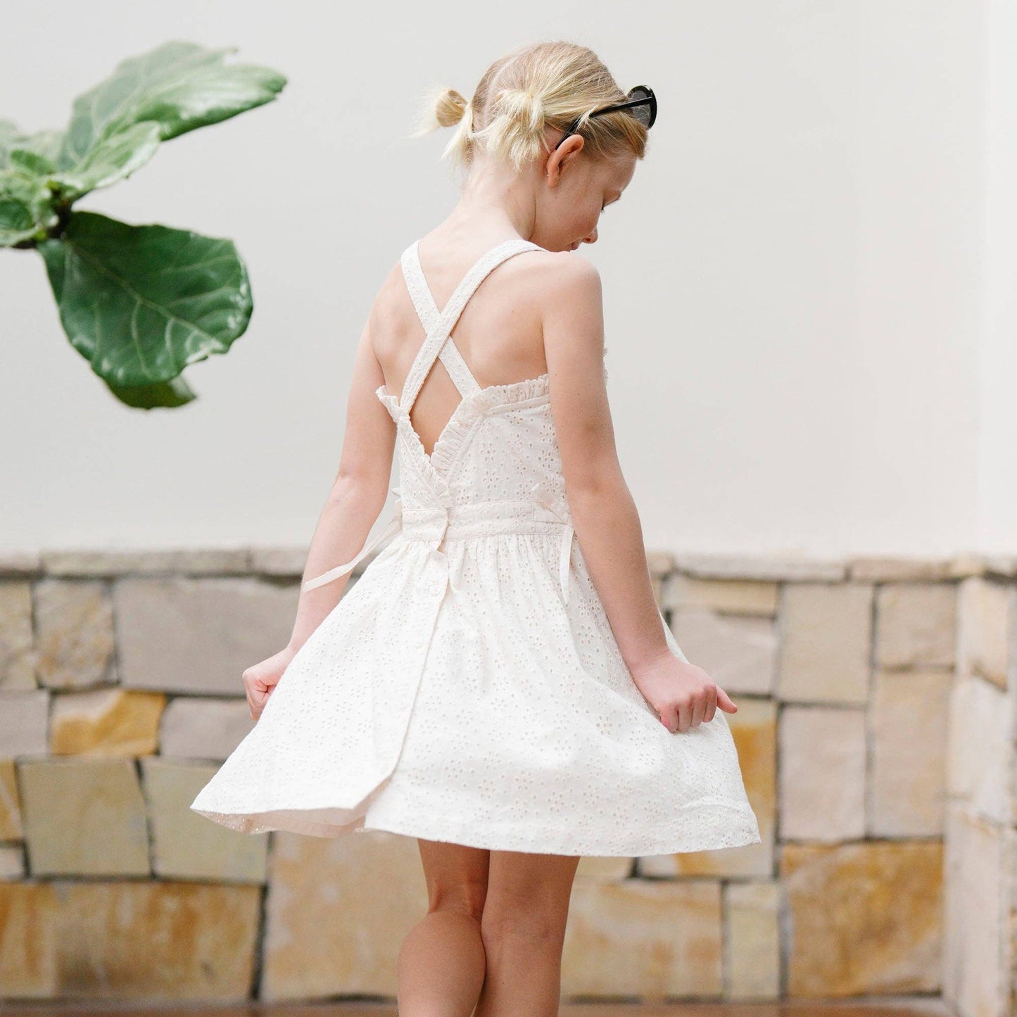 Organic Ruffle Edge Eyelet Dress