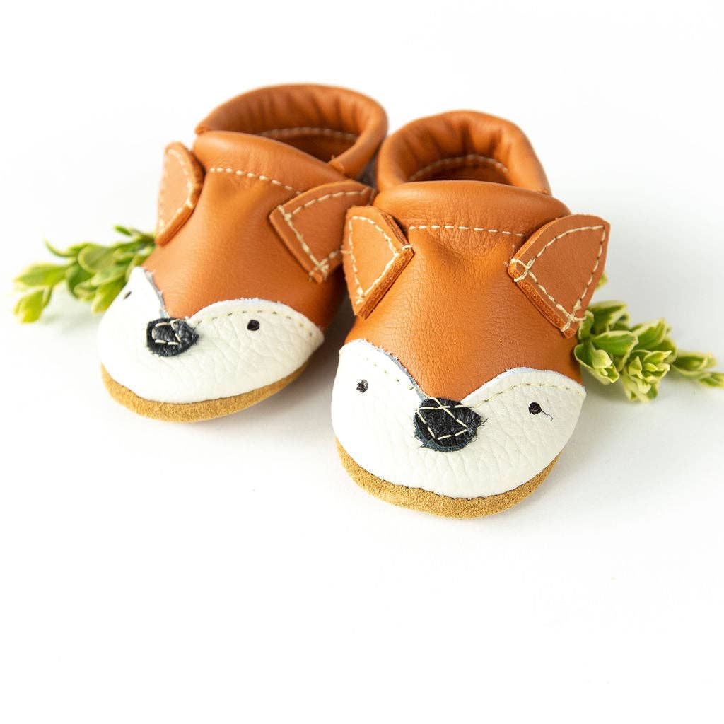 Papaya Fox// Cute Critters Leather Shoes Baby and Toddler