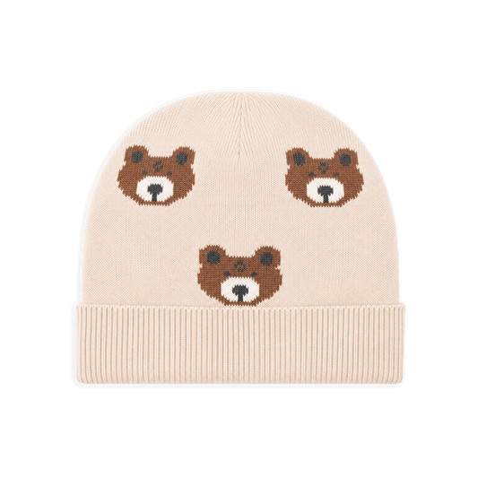 Bear Sweater Knit Round Baby Beanie Cap (Organic Cotton)