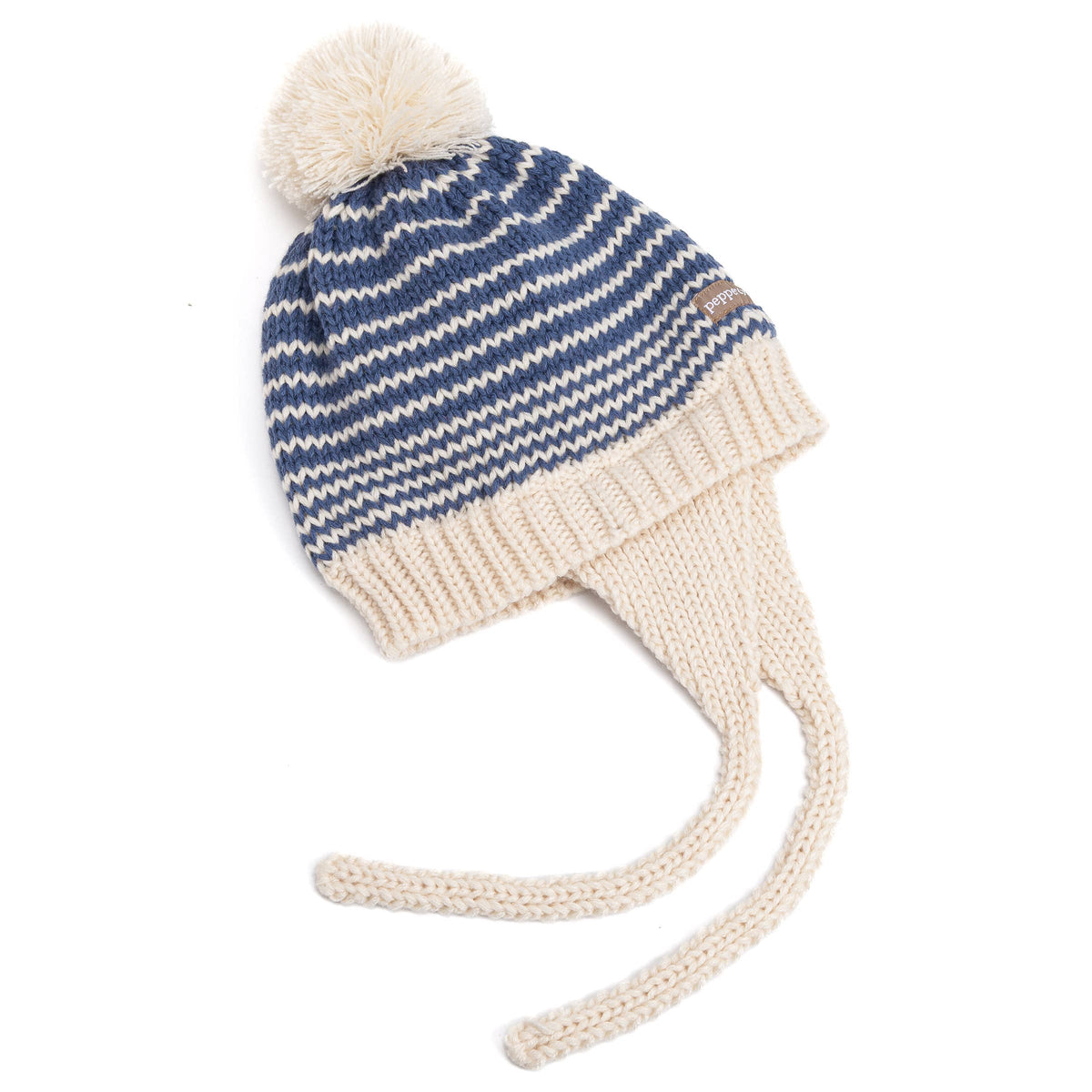 Kids Earflap Winter Hat- Striped Blue- Toddler/ Small Child