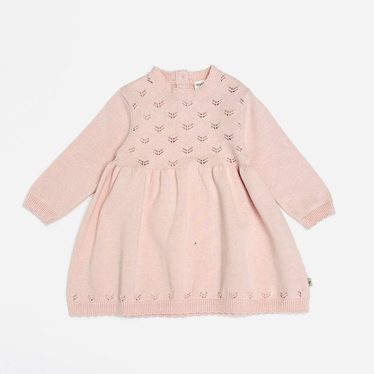 Milan Pointelle Knit Baby Sweater Dress (Organic Cotton)