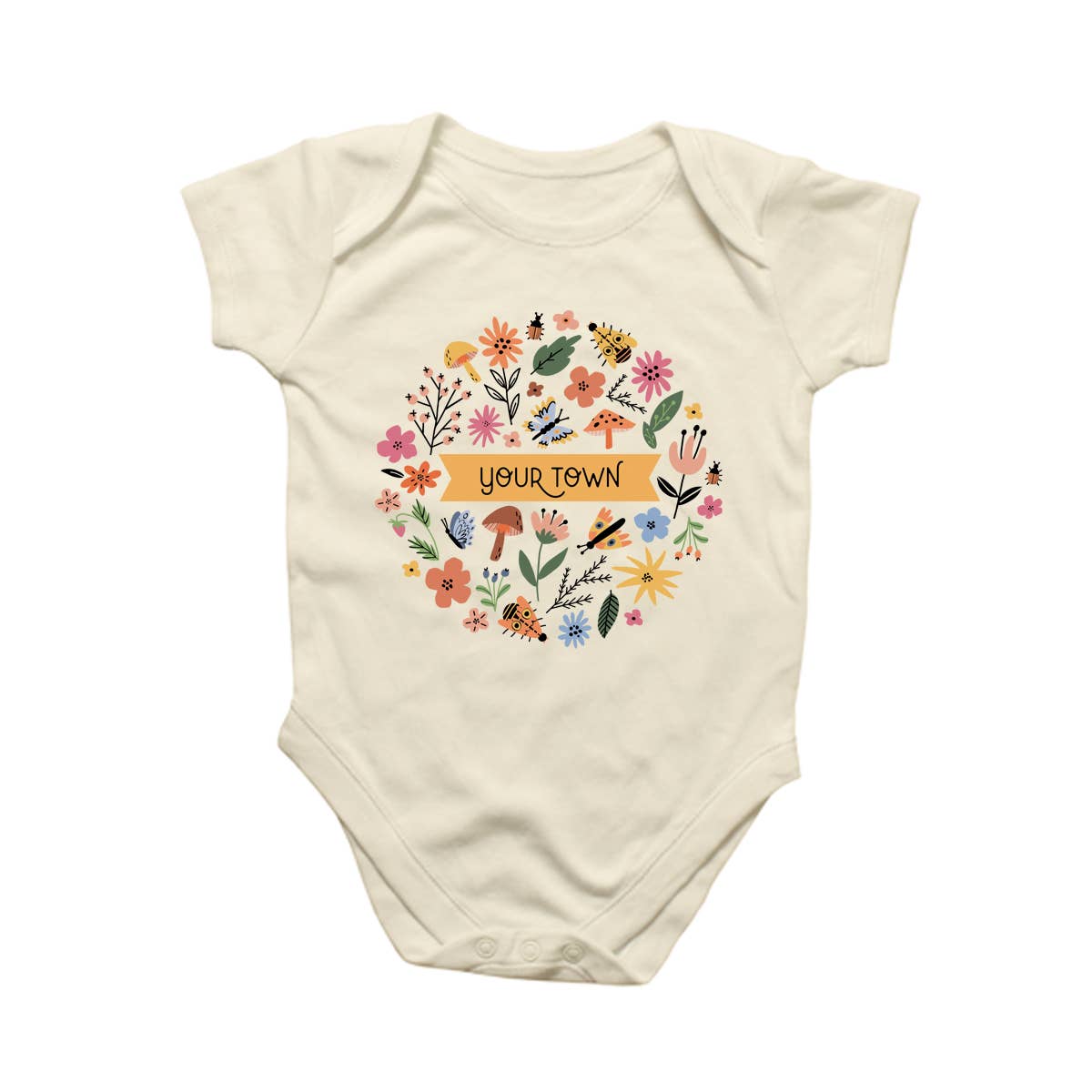 Personalized City Baby Bodysuit - Meadow Name Drop Design