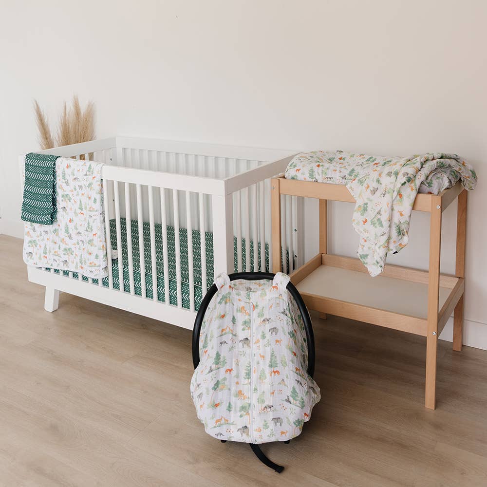 Forest Friends + Mudcloth Muslin Swaddle Blanket Set