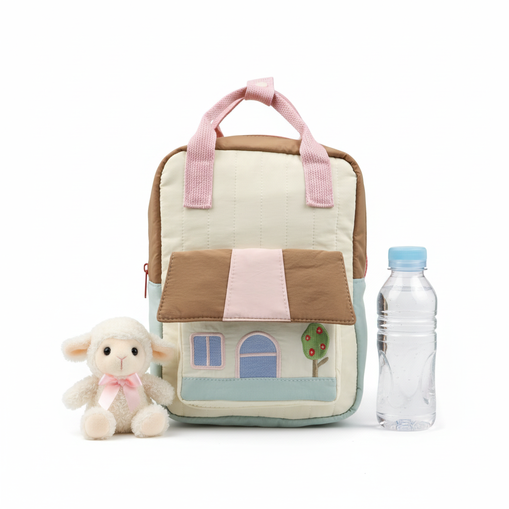 Adorable Floral Fruit Pattern Corduroy Kids Backpack