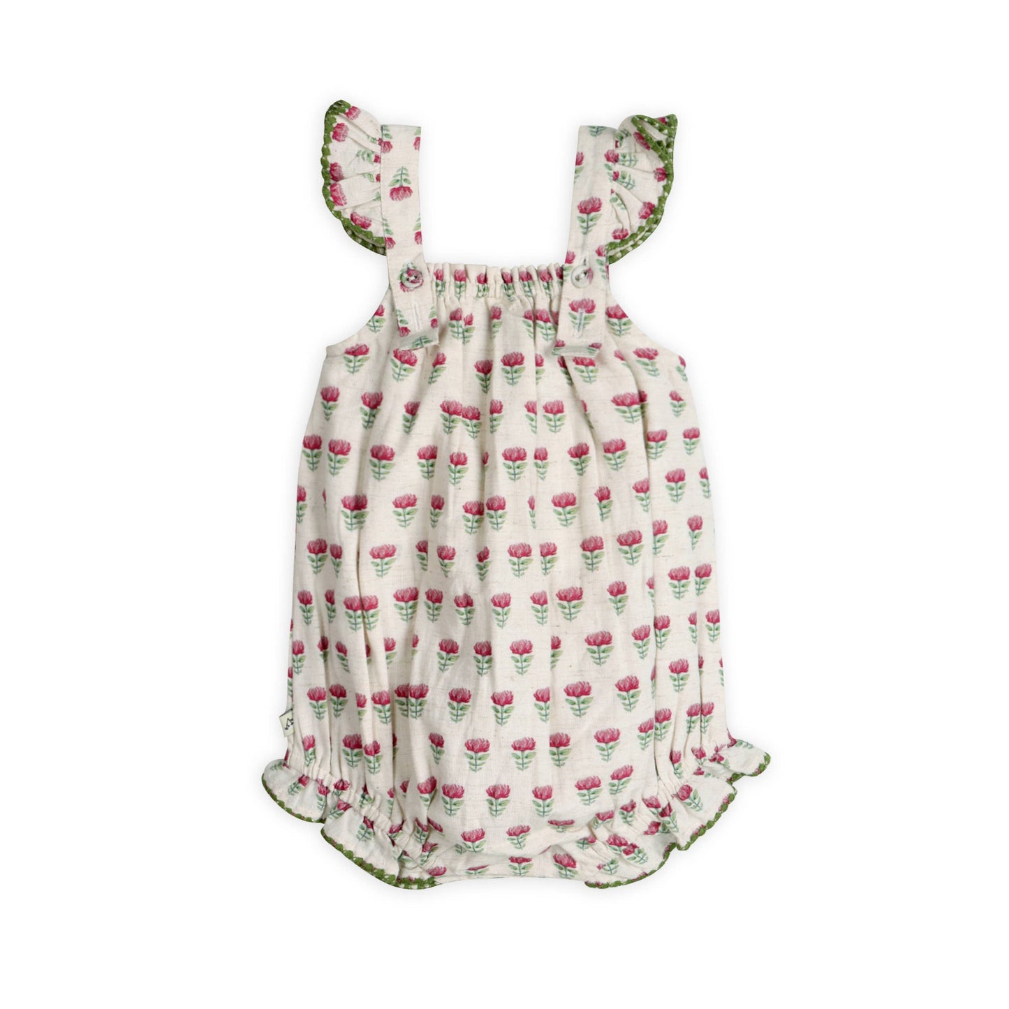 Delaney Block Floral Baby Romper + Headband (Linen Blend)