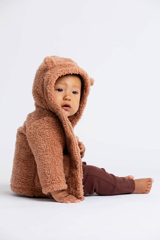 Baby Sherpa Teddy Cardigan_Caramel Brown