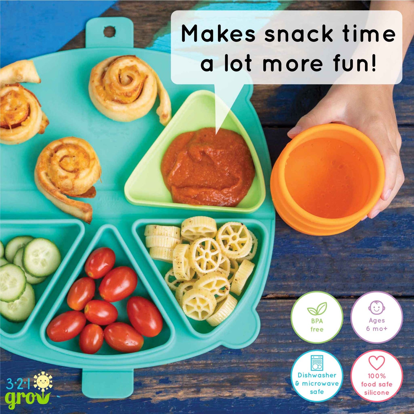 321 Grow On-the-Go Silicone Snack Mat - Pebble