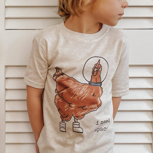 "I Need Space" Funny Chicken Tee Farm Country Kid Clothing