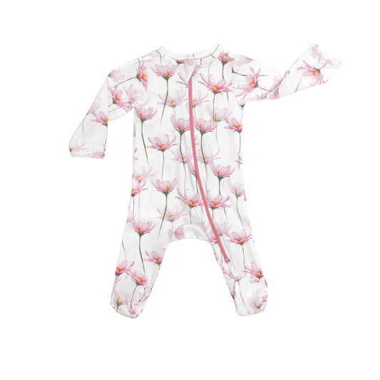 Pink Petals Organic Footed Onesie