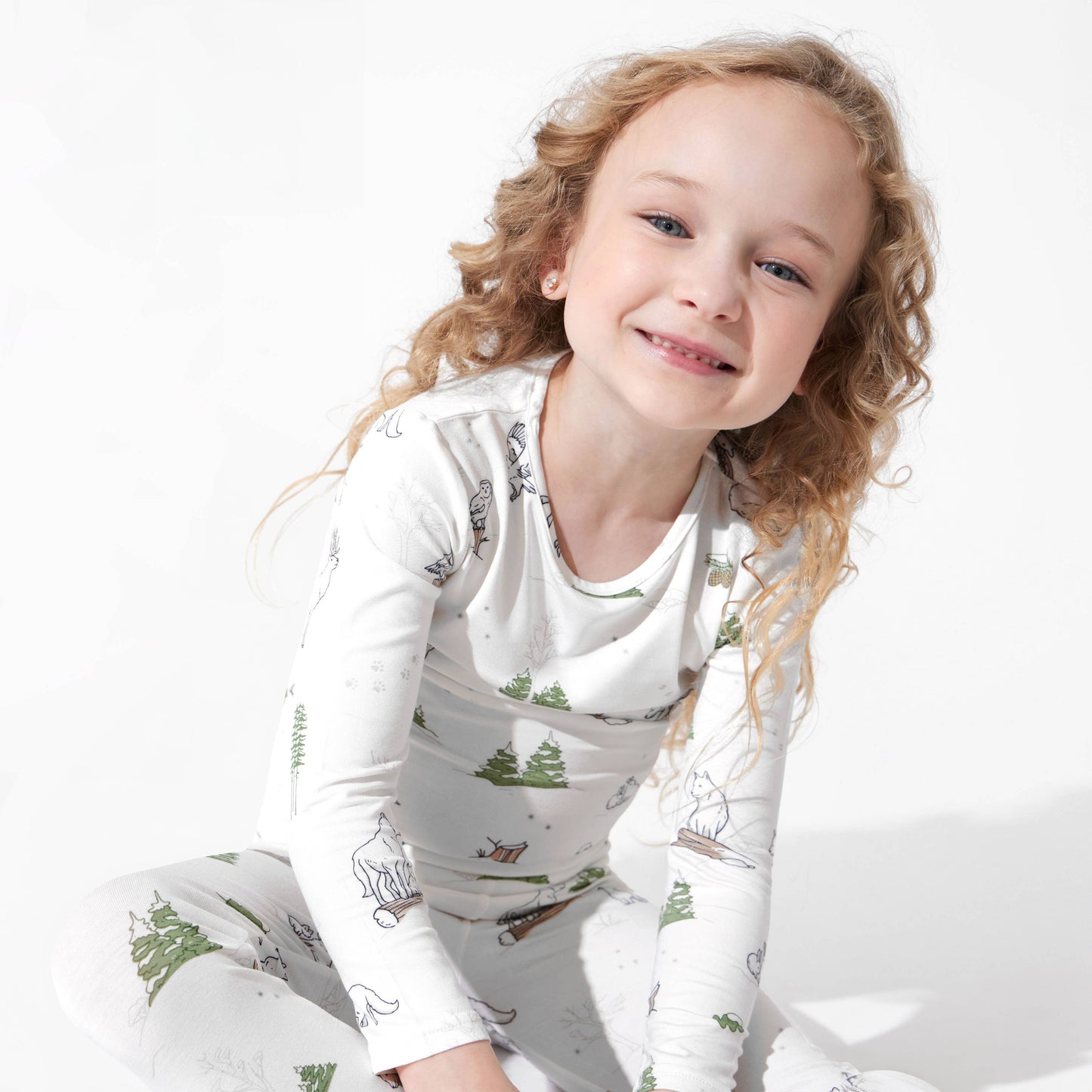 Christmas Winter Forest Animals Kids Bamboo Pajamas