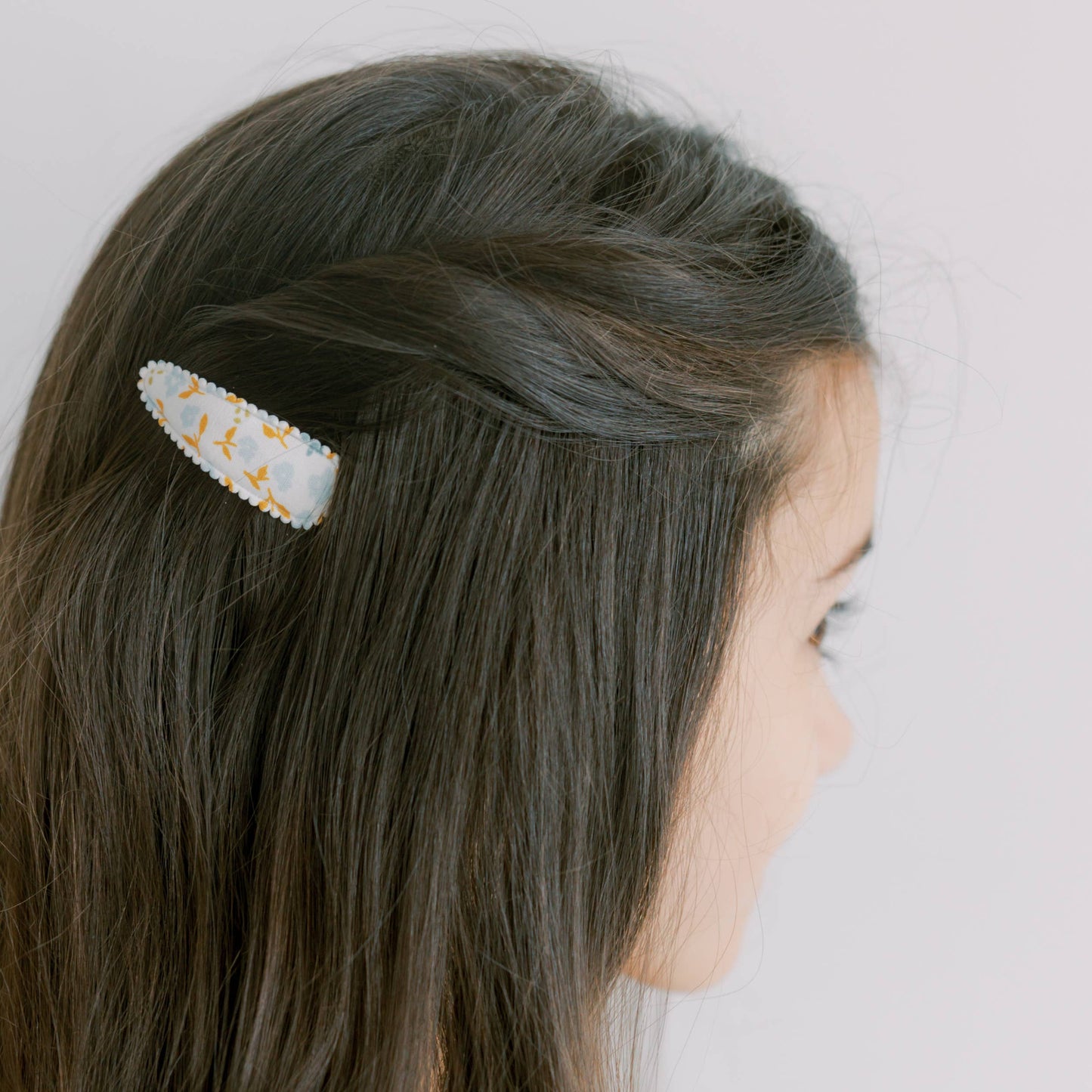 Lake Blue Floral Fabric Hair Clips