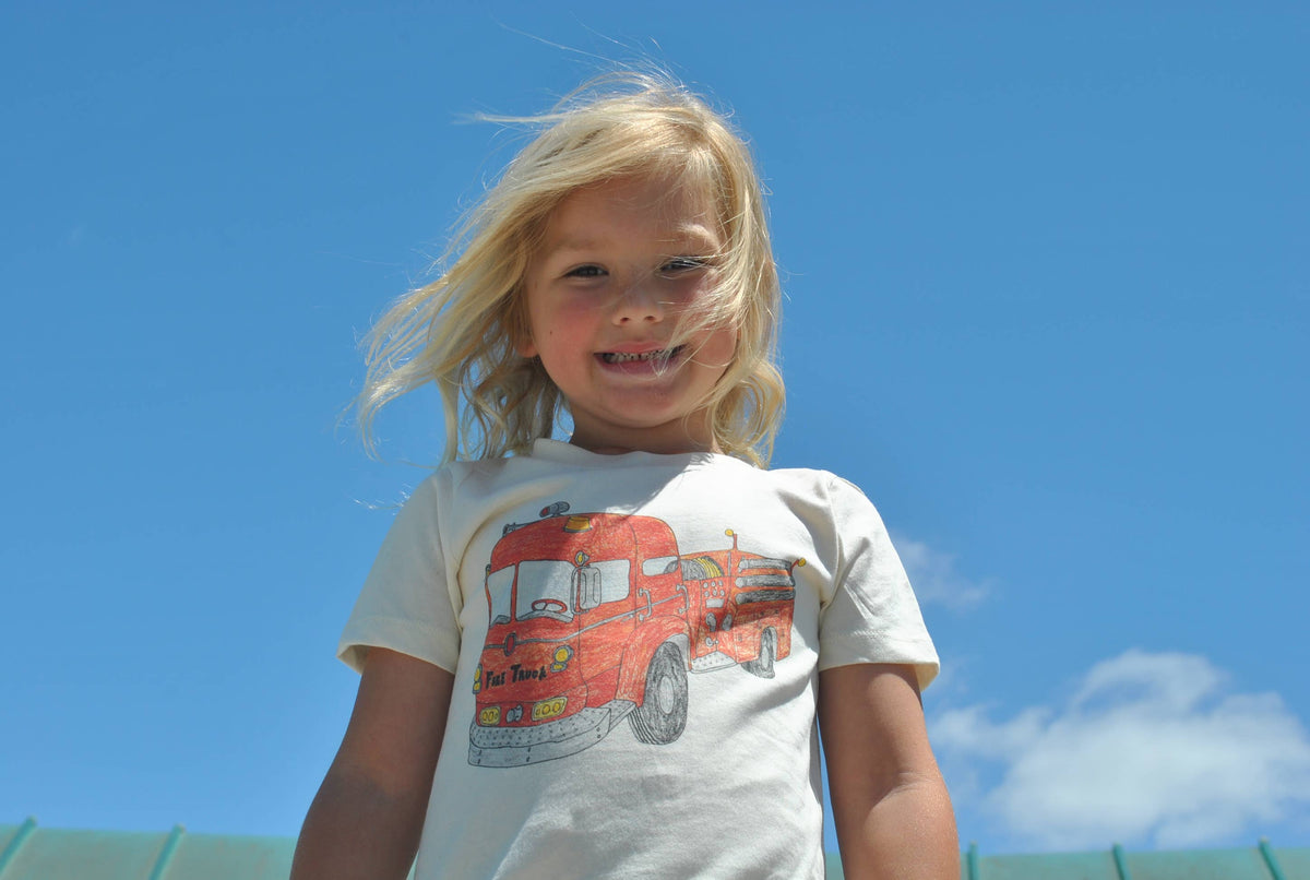 Fire Truck - Kids Organic Tee/Long Sleeve: 2 Toddler / Long Sleeve