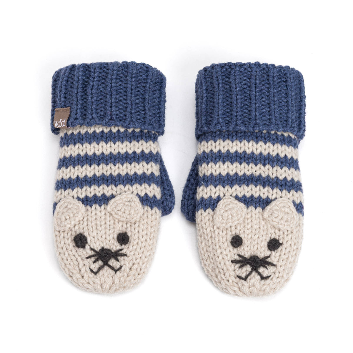 Knitted Cat Mittens - Toddler Boy / Little/ Big Kid - Blue