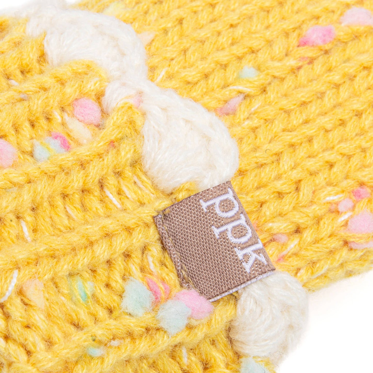 Girls Speckled Knit Mittens with Lace - Yellow 1-3y, 3-6y
