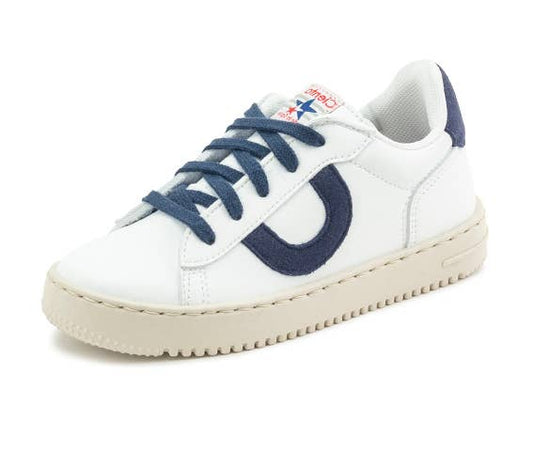 Cienta 10040.77 White/Navy Leather Sneaker - 10040.77