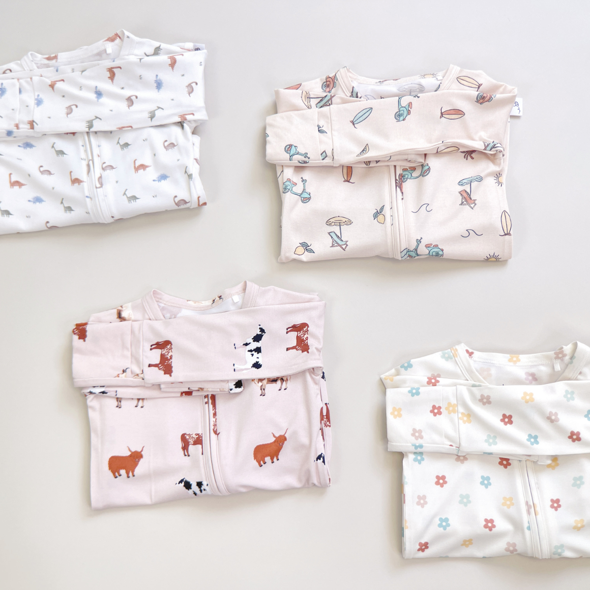 Bamboo 2-Way Convertible Zip Romper | Oatmeal Cow (0-24m)