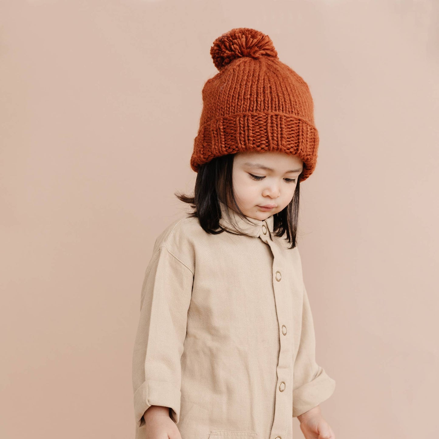 Classic Pom Hat, Cinnamon | Baby Beanie | Kids Clothing