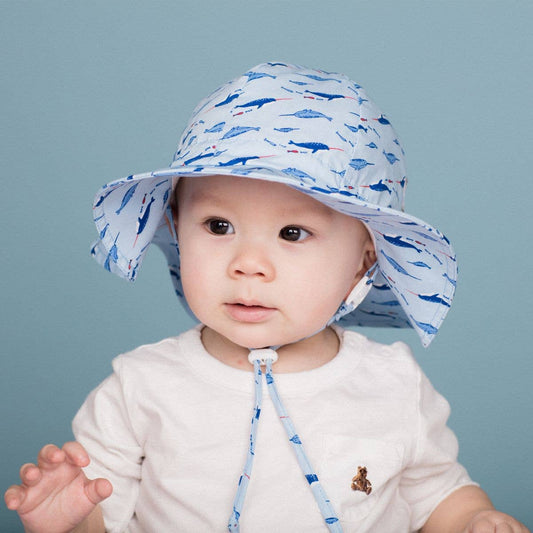 Gro-With-Me 50+ UPF Baby/Toddler Cotton Floppy Sun Hat | Narwhale