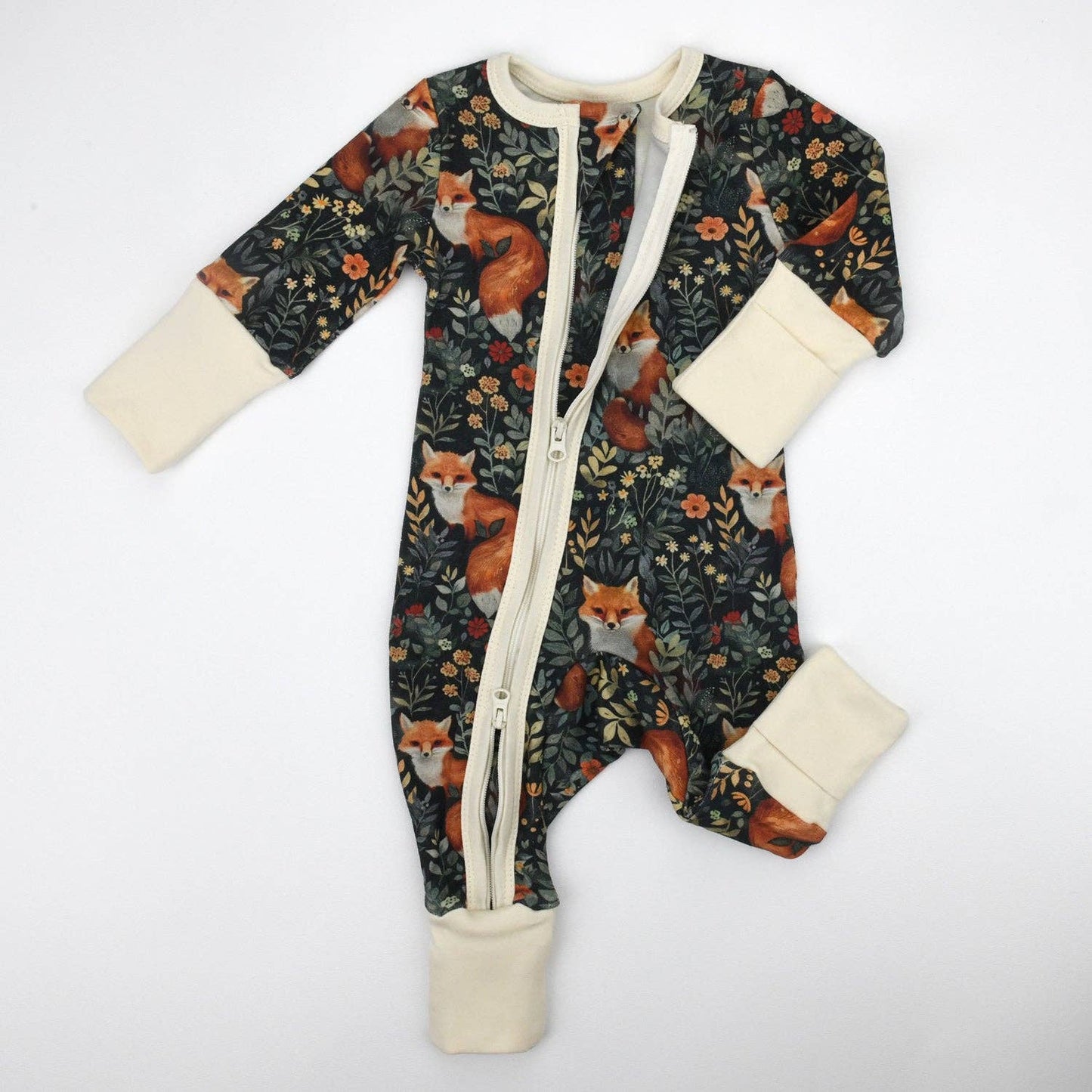 Organic Cotton Baby Pajamas 2-Way Zip Front Zipper Sleeper, Ebony