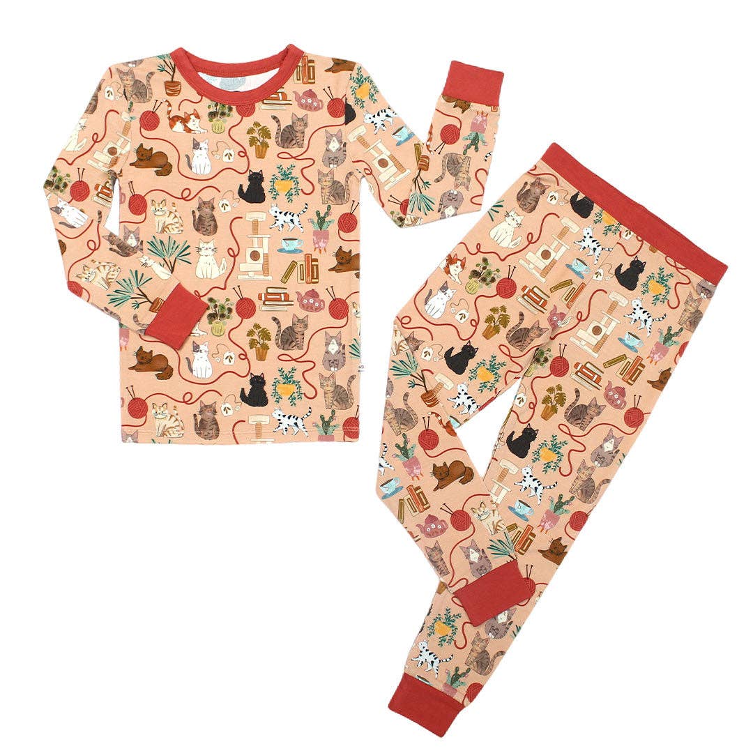 Cats Meow Pets Kids Bamboo Pajamas Toddler Sleep Set