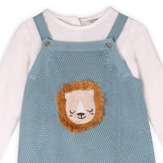 Lion Applique Sweater Knit Baby Overall Set (Organic Cotton)