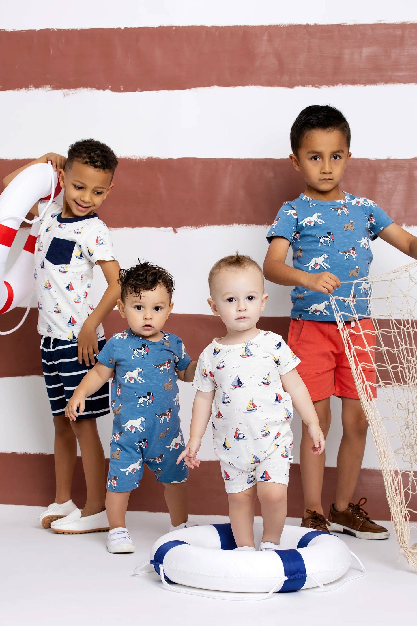 Baby Slub Shorty Romper_Nantucket Pups