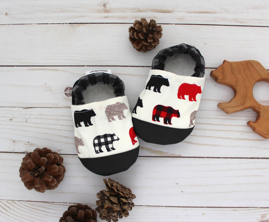 Plaid Bears Baby Shoes