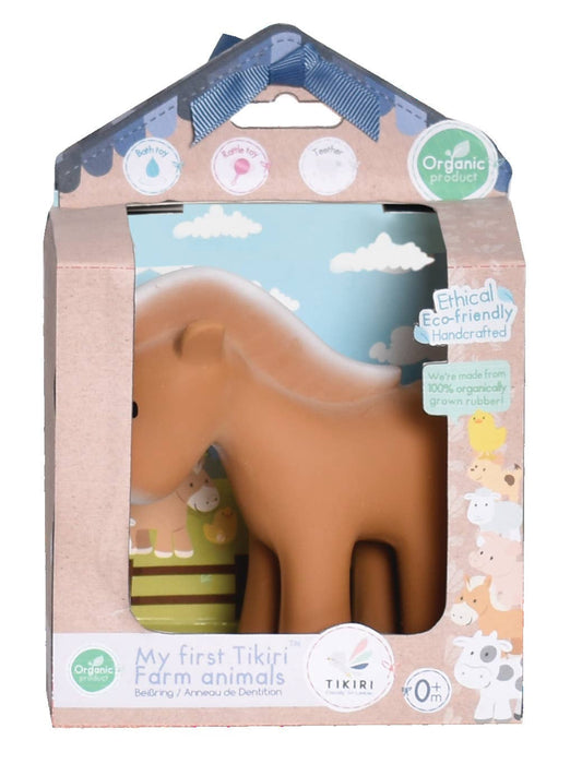 Horse Natural Organic Rubber Teether, Rattle & Bath Toy