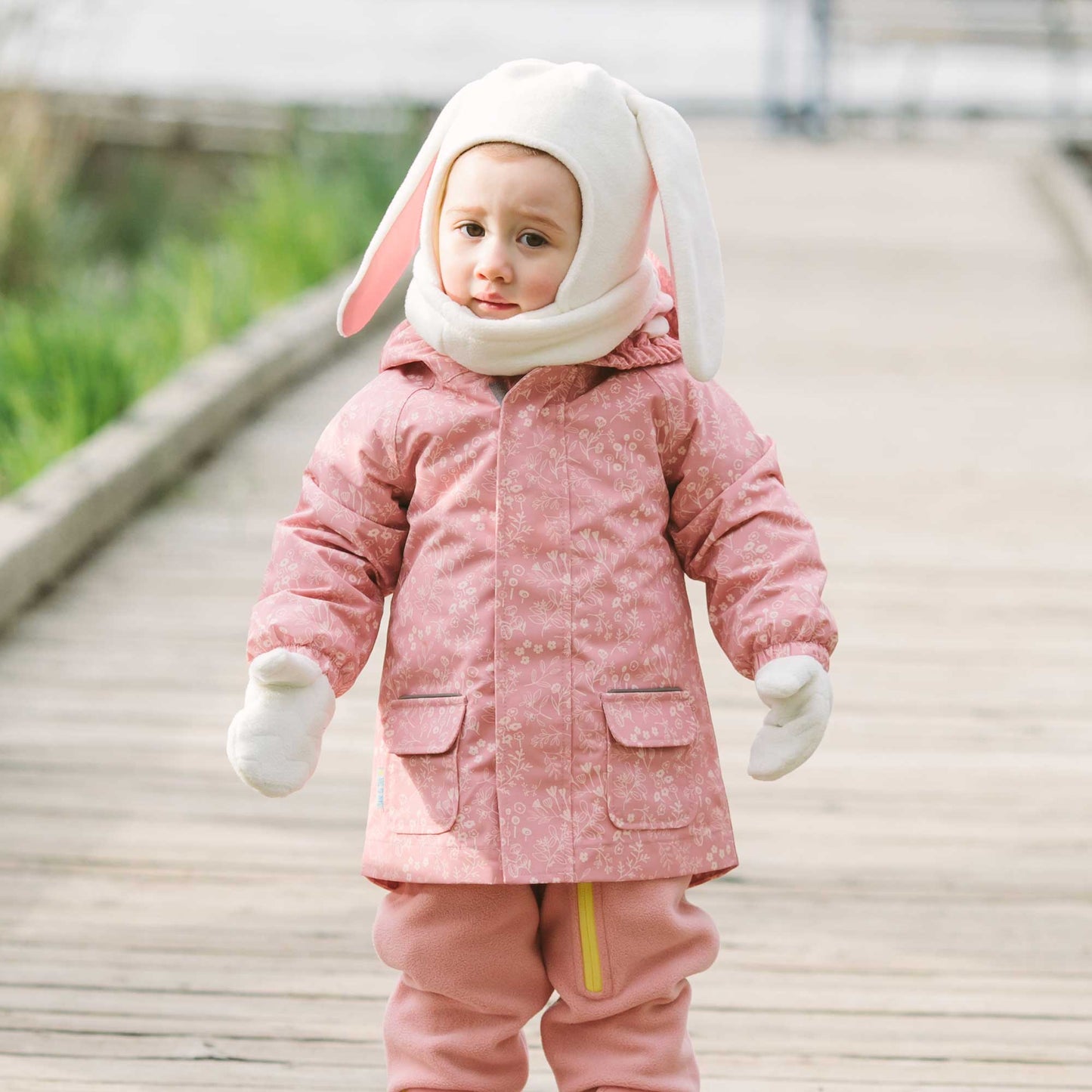 Cream and Stormy Blue | Fleece Mittens