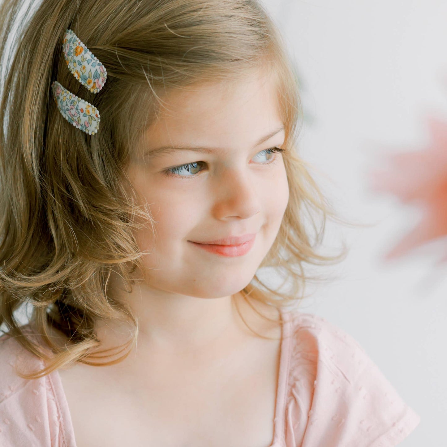 Sloan Pink & Maroon Floral Fabric Hair Clips