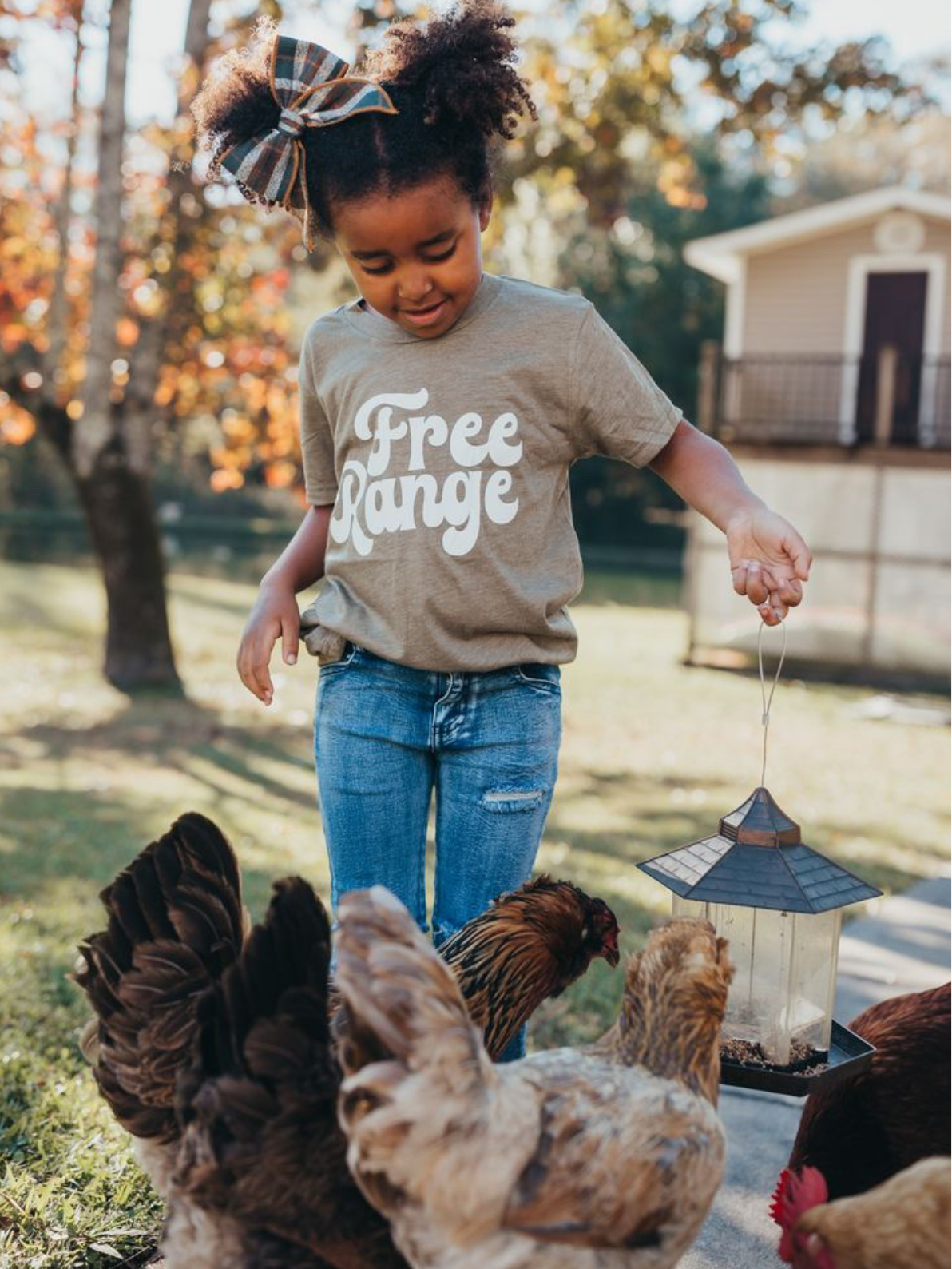 Free Range Kids T-shirt | Eco-Friendly Farm Graphic Tee: Mustard / Youth Small