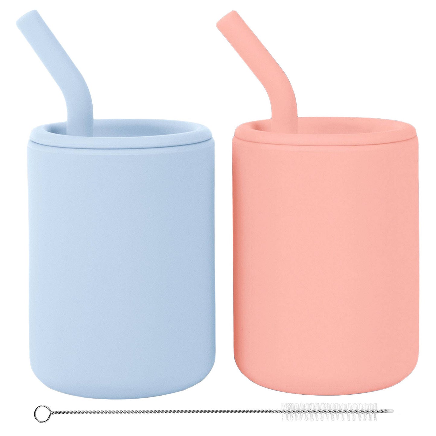 Silicone Toddler Straw Cups – 4 oz, Set of 2