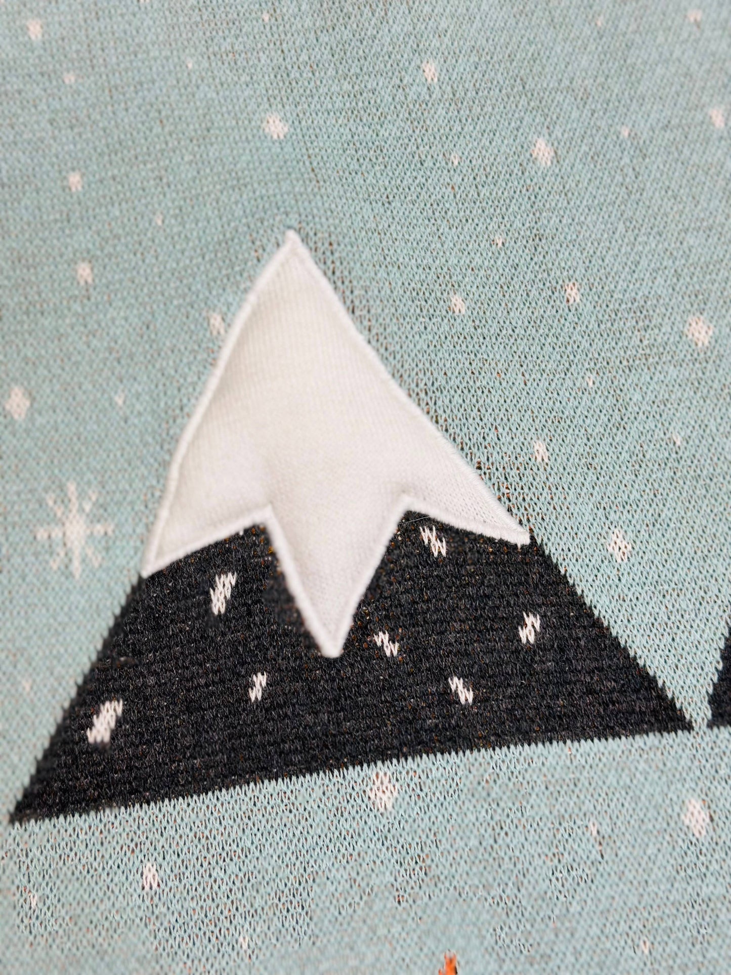 Fox & Bear Ski 3D - Organic Jacquard Knit Baby Blanket
