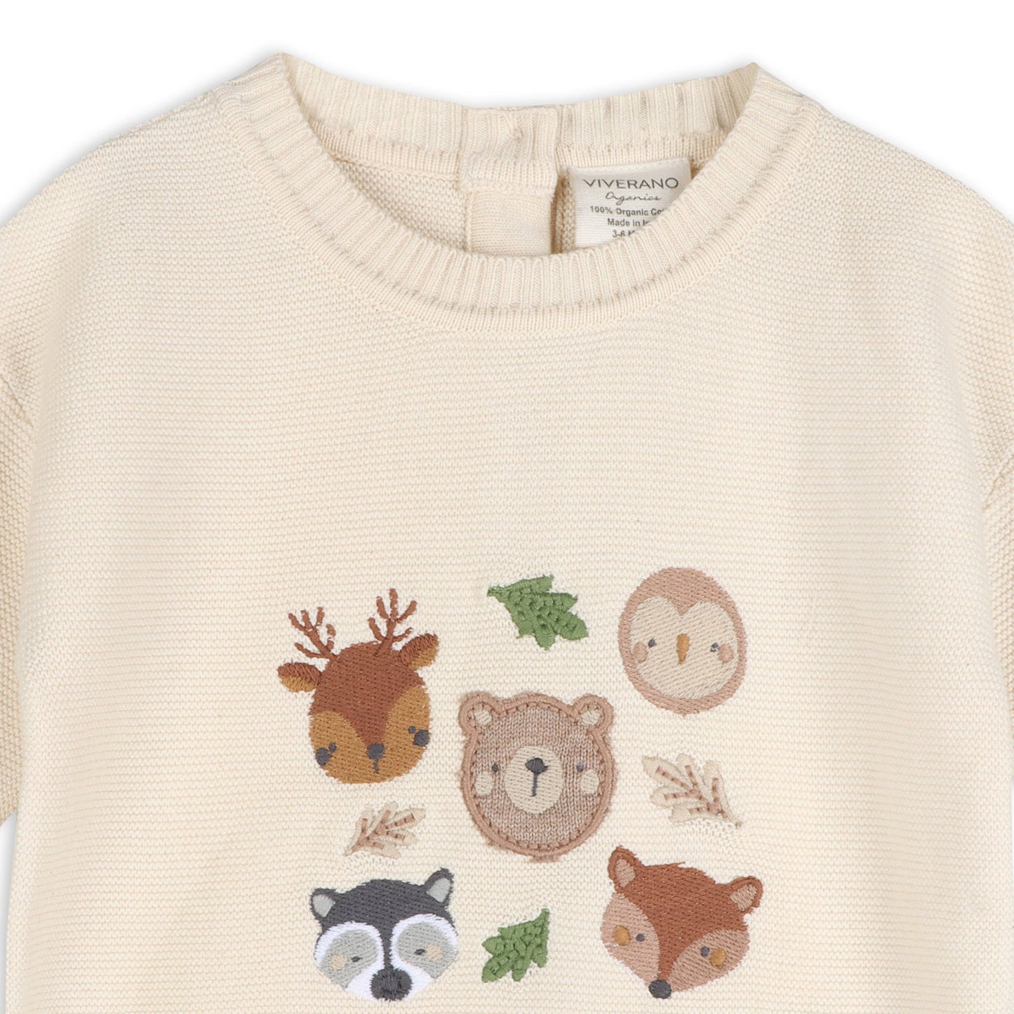 Woodland Animals Knit Baby Pullover (Organic Cotton)