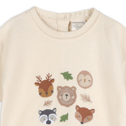 Woodland Animals Knit Baby Pullover (Organic Cotton)