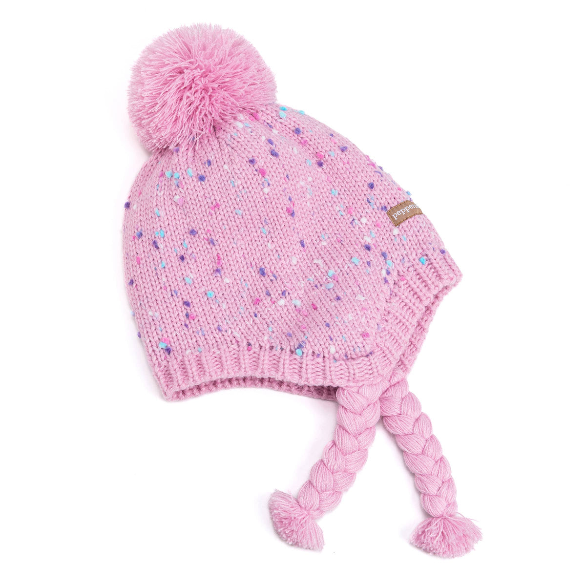 Girls Specked Earflap Winter Hat with Braids - Ages (1-12 Y)