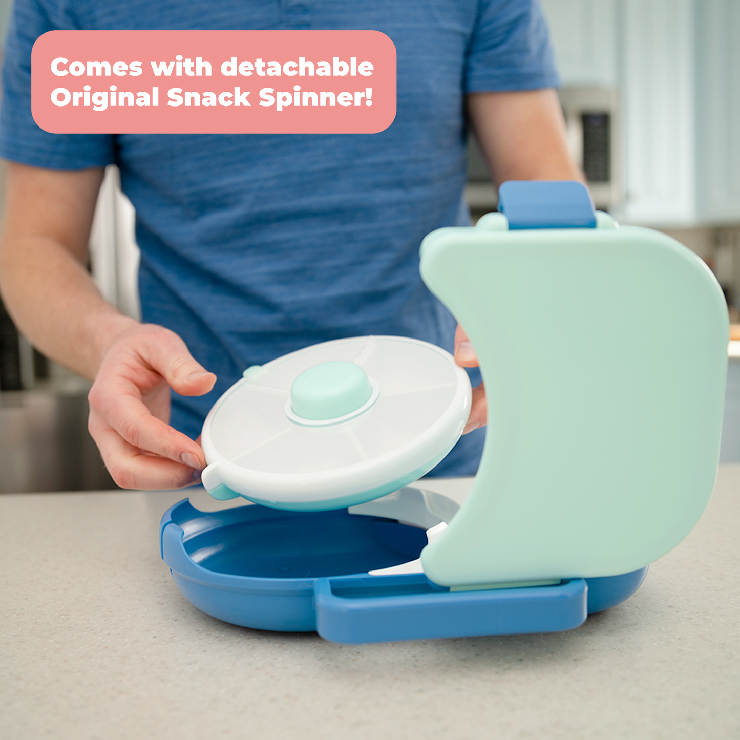 GoBe Kids 2-in-1 Lunchbox with Small Snack Spinner Flip | Mint Green