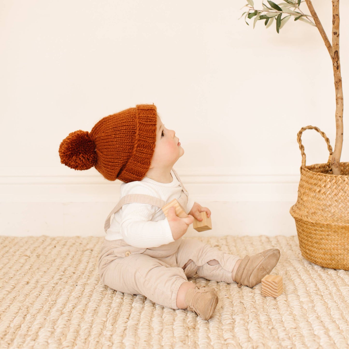 Classic Pom Hat, Cinnamon | Baby Beanie | Kids Clothing