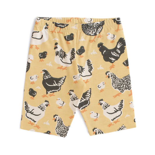 Bike Shorts - Chicken Family Yellow