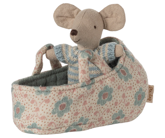 Baby Mouse in carry cot -Blue