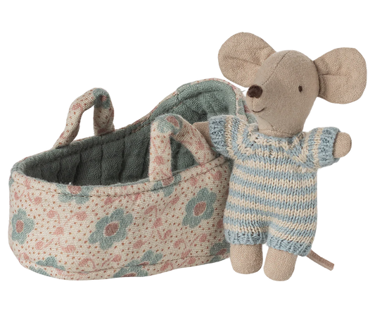 Baby Mouse in carry cot -Blue