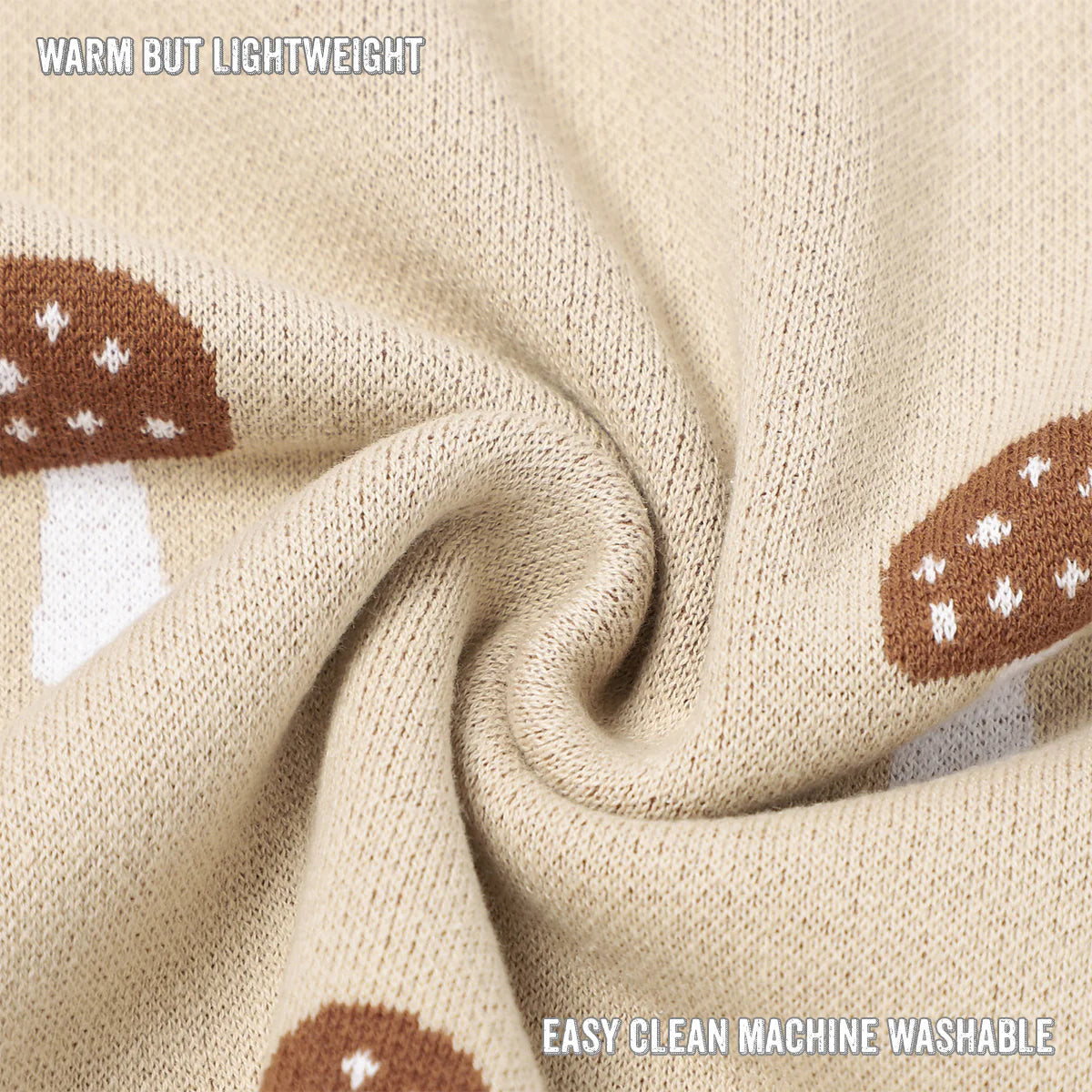 100% Luxury Cotton Swaddle Receiving Baby Blanket | Mushroom (Camel)