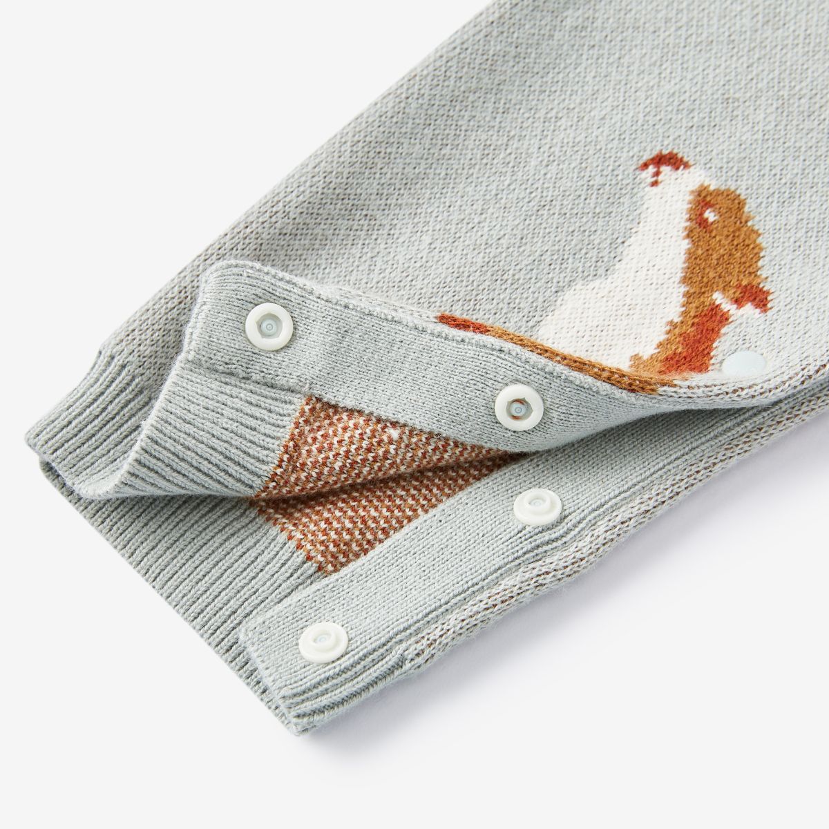 Fox Knitted Birdseye Jacquard Hooded Jumpsuit