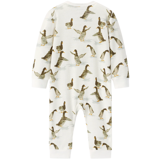 ORGANIC ZIPPER FOOTED ROMPER DUCK