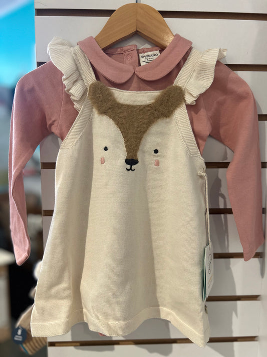 Fox Jacquard Knit Baby Tunic Dress Set