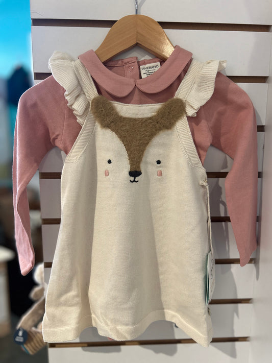 Fox Jacquard Knit Baby Tunic Dress Set