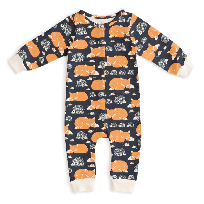 French Terry Jumpsuit | Foxes & Hedgehogs Night Sky