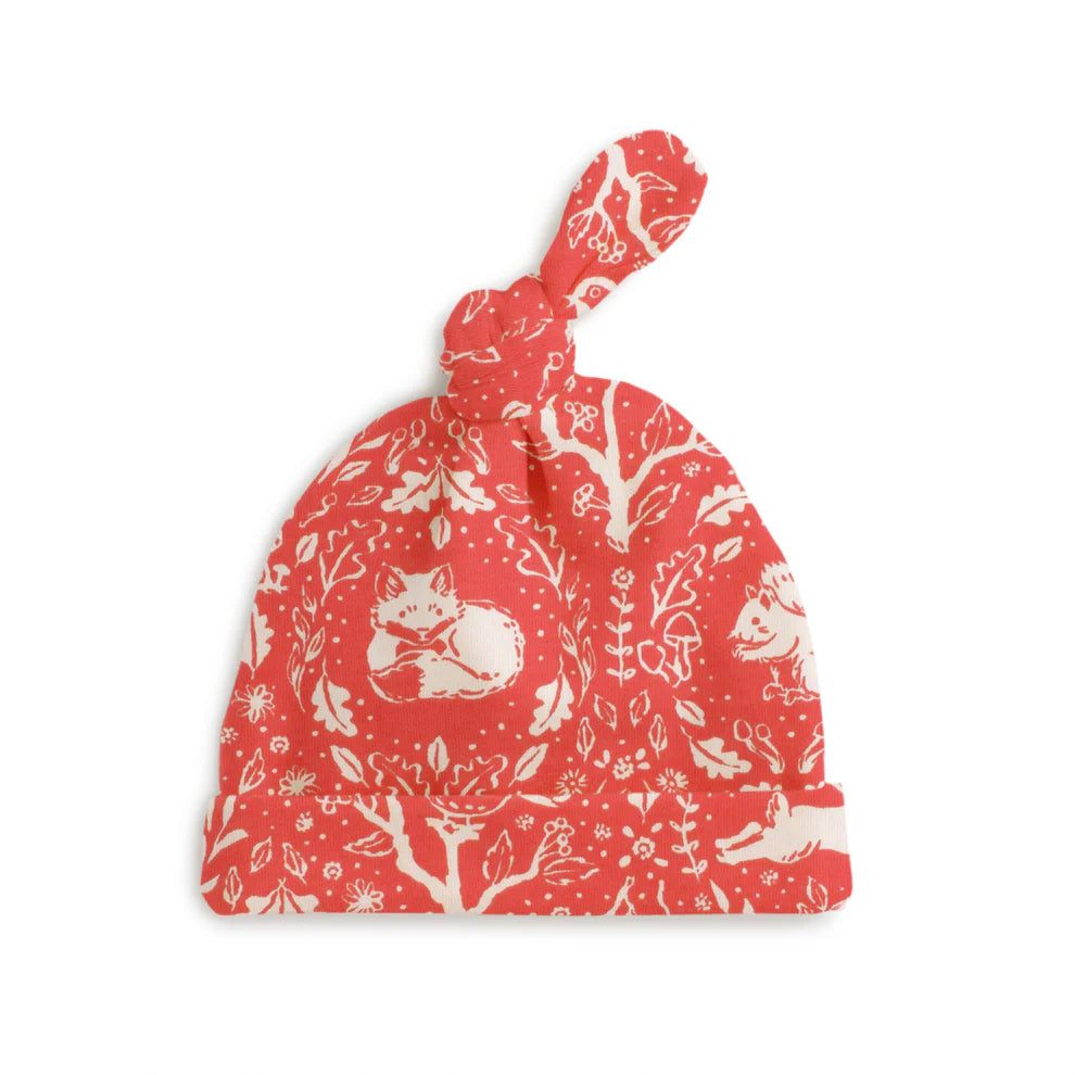 Knotted Baby Hat | Animal Tapestry Red